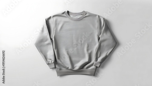 High quality plain light gray sweatshirt mockup folded on white background for design presentation