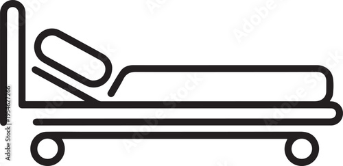 Modern hospital bed icon simple outline single line art illustration isolated health tool. one line Icon drawing
