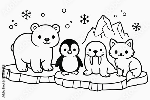 Arctic Animals Coloring Page for Kids