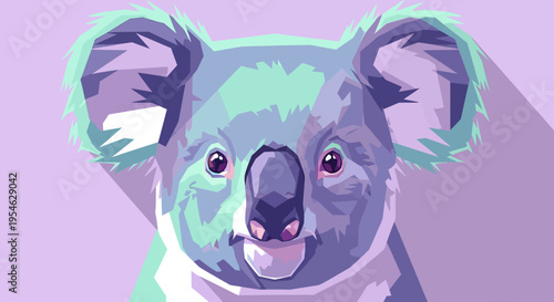 Stylized koala portrait vector illustration in pastel tones