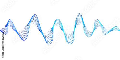 An abstract 3D blue wave background featuring a DNA helix shape and vector ribbon design as a decorative light element for a business internet symbol