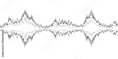 Black vector illustration of a stylized tree silhouette and microphone icon design featuring grunge texture and nature art elements for a winter celebration symbol