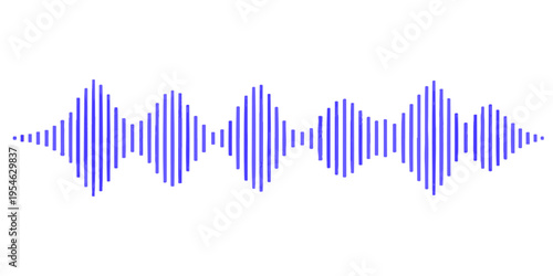 This digital vector illustration features a blue sound wave graph and audio equalizer pulse line, representing technology data and frequency charts for music or business market finance