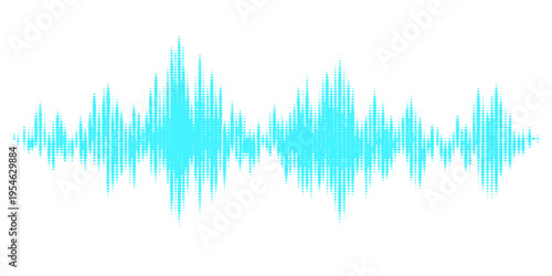 This digital blue sound wave vector illustration features a modern electronic audio waveform graph, creating a sleek technology backdrop for music frequency, radio pulse, and medical spectrum design