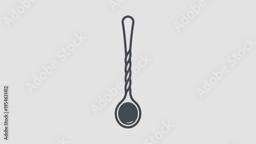 A clean minimalist icon of a cocktail mixer with a twisted handle on a light gray background for drink and barware designs