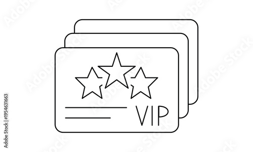 VIP membership cards with stars for exclusive access loyalty program and premium customer service. Editable stroke. Vector illustration.