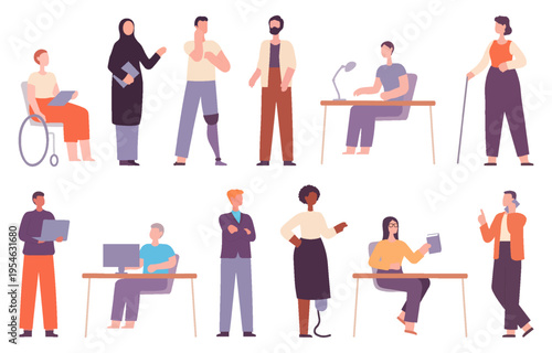 Large collection of diverse people characters. Men and women of different professions, ages and cultures in flat design.