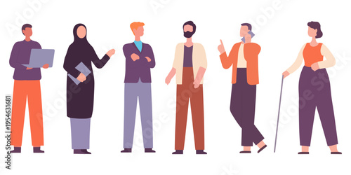 Large collection of diverse people characters. Men and women of different professions, ages and cultures in flat design.