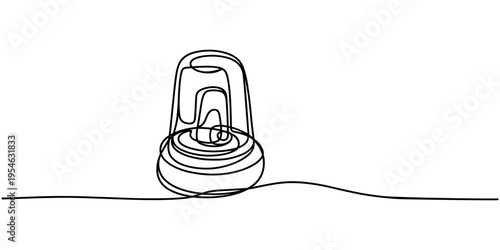 Safety warning siren sign icon continuous one line drawing art single on white background minimal emergency alarm symbol outline vector illustration
