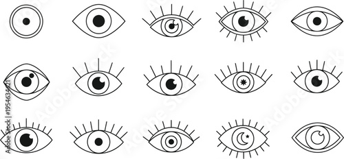 Set of mystical and spiritual eye illustrations