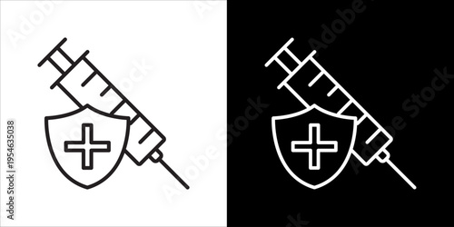 Vaccination Icon Sheet Black And White