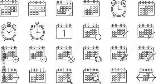 Calendar and Clock Icons Set