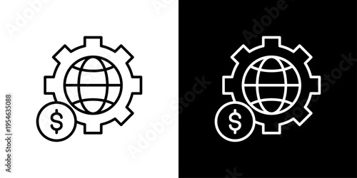 Global Economy Icon Sheet Black And White