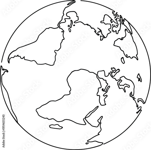 Earth Globe Minimal Line Art Illustration