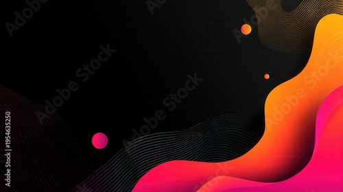 A dark abstract background with black gradient tones, dynamic geometric shapes, and flowing lines, designed for modern creative or sale-themed visuals.