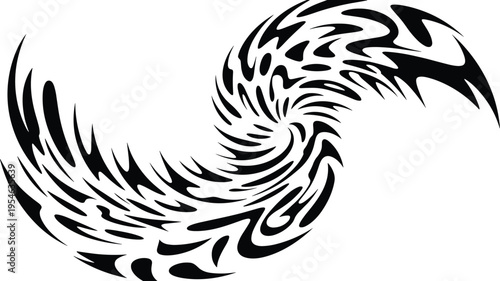 Black and white line of a feather with intricate patterns and flowing lines line feather monochrome