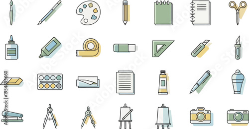 Art and Craft Supplies Icons Collection