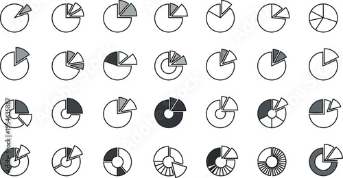 Variety of Pie Chart Data Infographic Icons