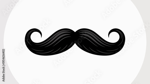 Bold vector icon of a traditional mustache on a white background with gray accents symbolizing style and facial hair