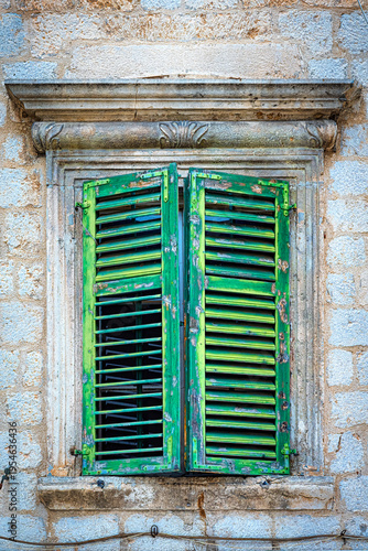 Vintage Green Shuttered Windows