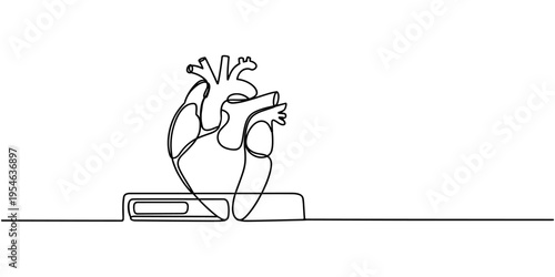 Heart with Loading Bar Health Progress Concept  continuous one line drawing, Progress Loading Bar Interface Design for Digital Love and Connection,  Loading bar and percentage.
