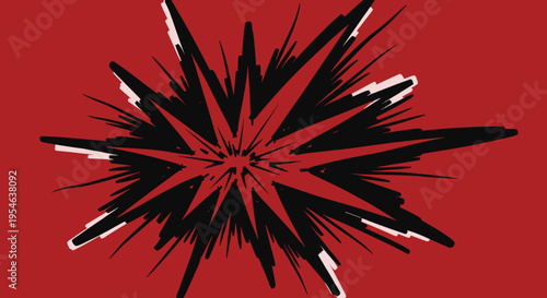 Abstract Black Red Explosion Design Element.