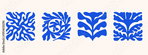 Vector illustration in simple Matisse naive and hippie groovy style, flowers and plants, floral botanic hand drawn design templates, frames and modern art prints, posters and placards