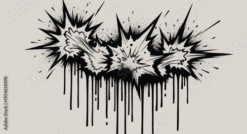 Black and white graffiti explosion design.