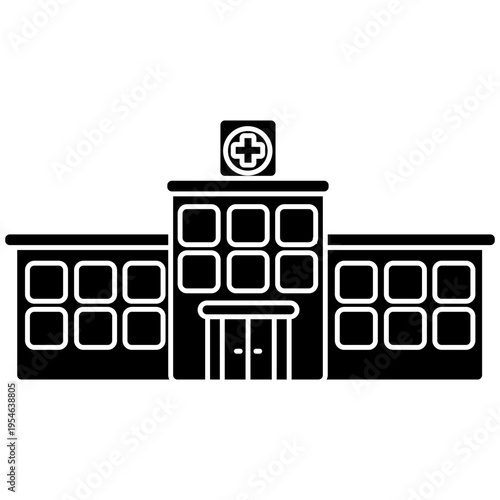 Hospital building vector icon. ambulance illustration symbol or logo. aid sign.