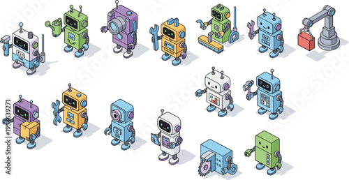 Modern business infographic icon set featuring corporate strategy, growth charts, teamwork, and financial planning flat vector elements.