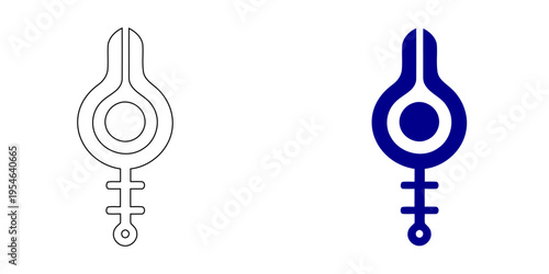 Electronic component sensor or antenna probe icon for technology engineering and scientific research navy blue minimalist vector illustration isolated on white background