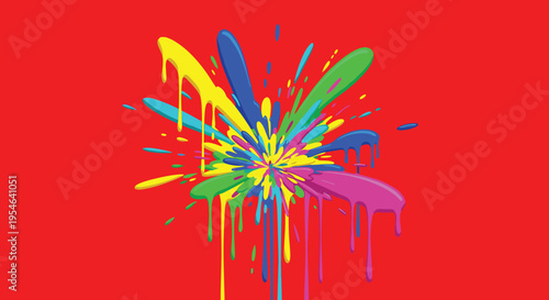 Colorful paint splatter art design element.