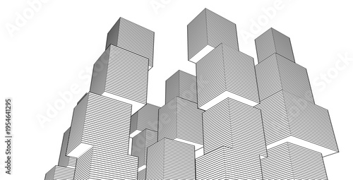 abstract modular architecture 3d illustration