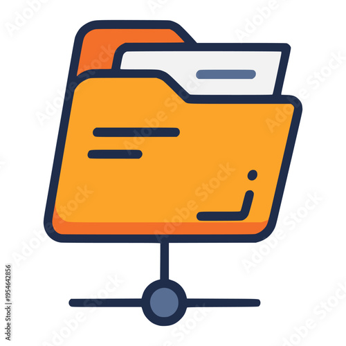 online network folder sharing file work icon flat color vector illustration template design