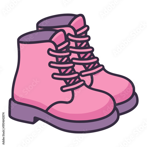 cartoon cute boots fashion style flat color vector illustration template design