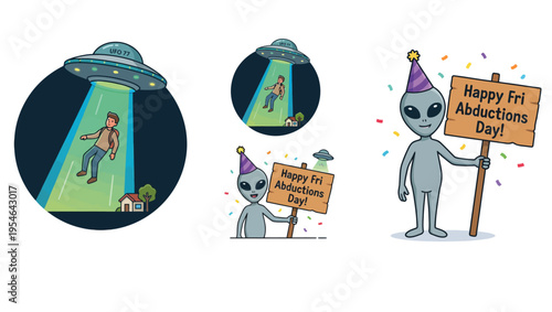 Aliens celebrate Abduction Day with a party and signs