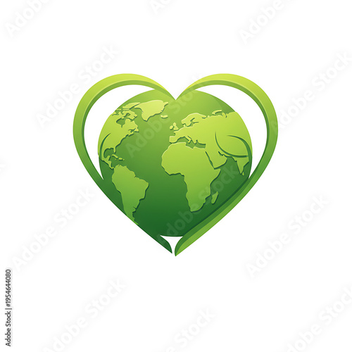 Green heart-shaped globe symbolizing environmental love  