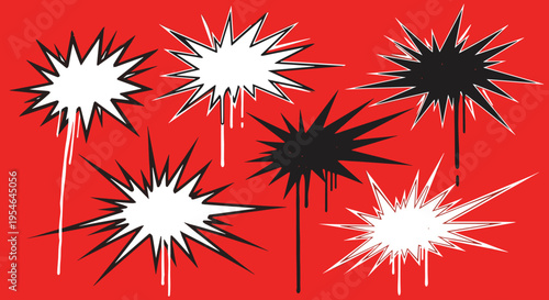 Explosion burst abstract graphic elements.