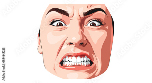 Angry man with furrowed eyebrows and open mouth on a white background