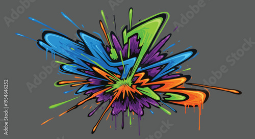 Colorful Graffiti Explosion Art Design.