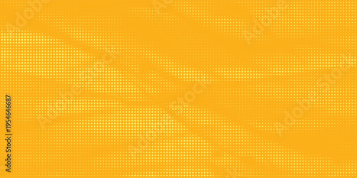 Yellow halftone pattern. Retro comic gradient background. Bright orange pixelated dotted texture overlay. Cartoon pop art faded gradient pattern. Vector backdrop for poster  banner  advertisement