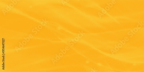 Yellow halftone pattern. Retro comic gradient background. Bright orange pixelated dotted texture overlay. Cartoon pop art faded gradient pattern. Vector backdrop for poster  banner  advertisement