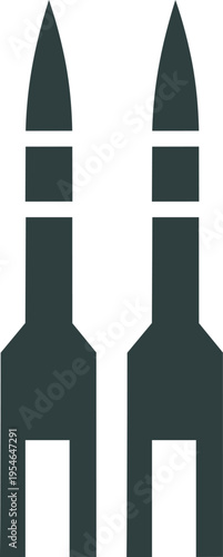 Two missiles side by side, military weapon illustration.