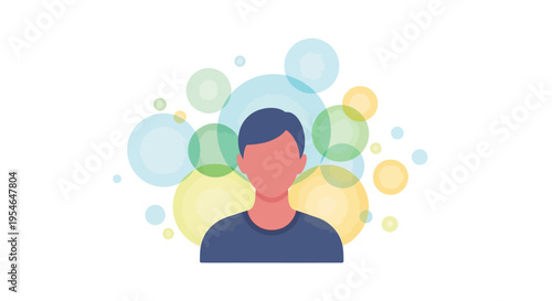 Person with colorful thoughts and ideas, abstract mind concept