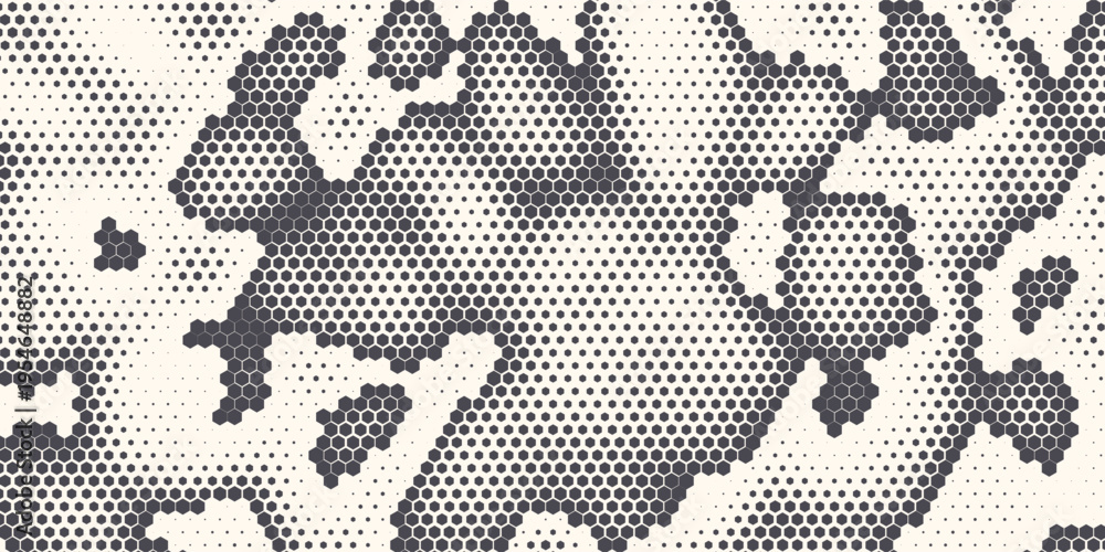 Fototapeta premium Hexagon Shapes Vector Abstract Geometric Technology Retrowave Sci-Fi Texture Isolated on Light Background. Halftone Hex Retro Simple Pattern. Eps10