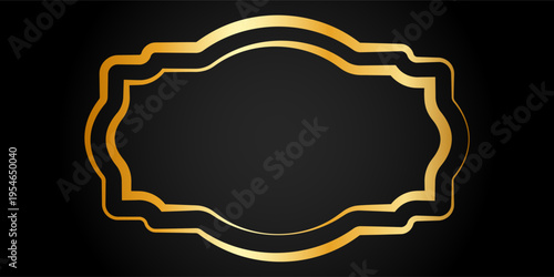 Vector blank gold metal plaques in various vintage shapes with decorative edges. Metal labels for awards, door signs, and engraving. Element for your design.