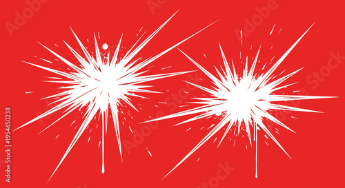 White Explosions on Red Background.