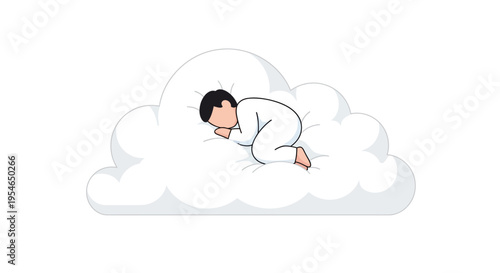 Baby sleeping on a cloud, peaceful sleep, sweet dreams, innocence