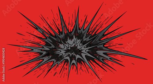 Black explosion on red background.