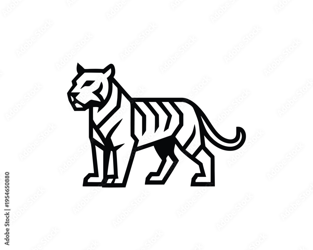 Obraz premium Geometric Tiger Animal Silhouette Modern Business Logo Design